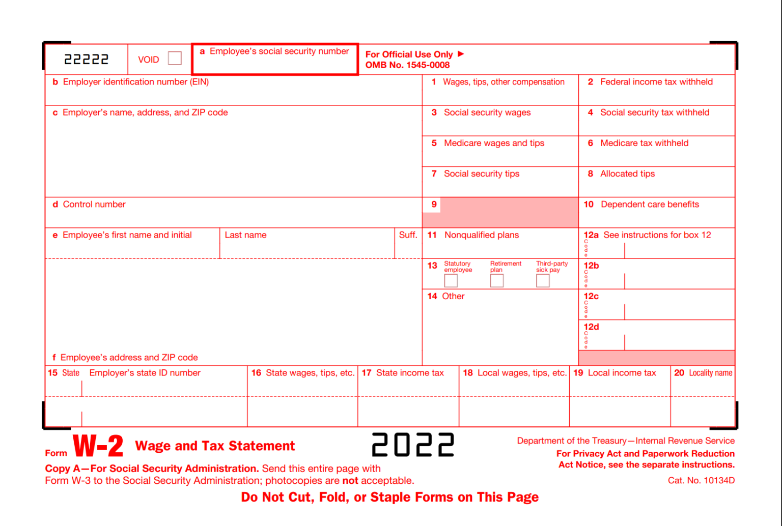 The Cleaning Authority Employee W2 Form W2 Form 2023